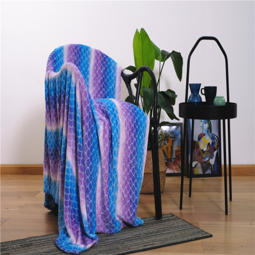 Air Conditioning Blanket Dream Multi-color Fish Scale Pattern Coral Velvet Blanket Factory