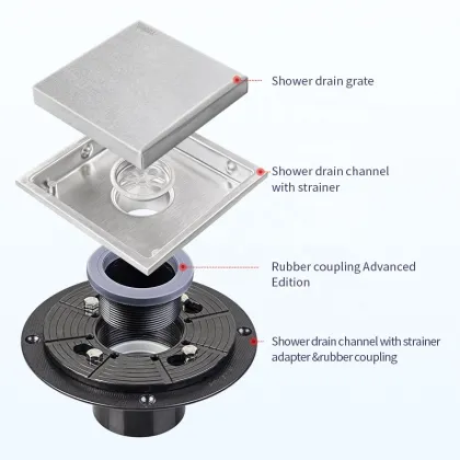 110mm Invisible Floor Drain - Stainless Steel Chrome Square Shower Drain