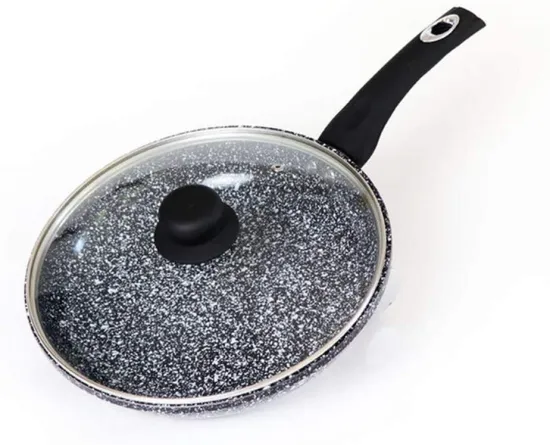 Aluminum Oil-Free Black Ceramic Coated Non-Stick Frying Pan with Lid