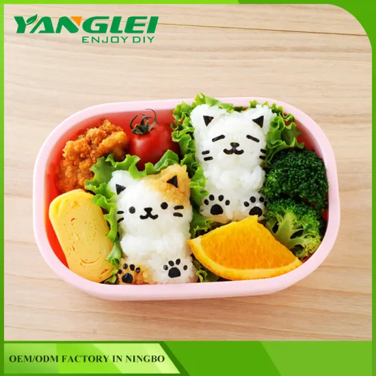 Newest Plastic Cute Cat Bento Rice Mold and Vegetable Cutter Set for Curry