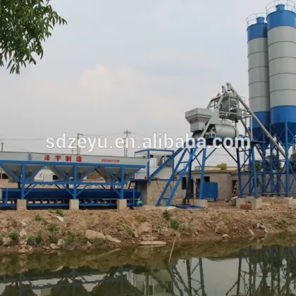construction equipment cement concrete mixing station HZS75