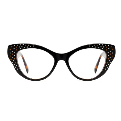 Cat Eye Rhinestone Acetate Optical Frame Glasses
