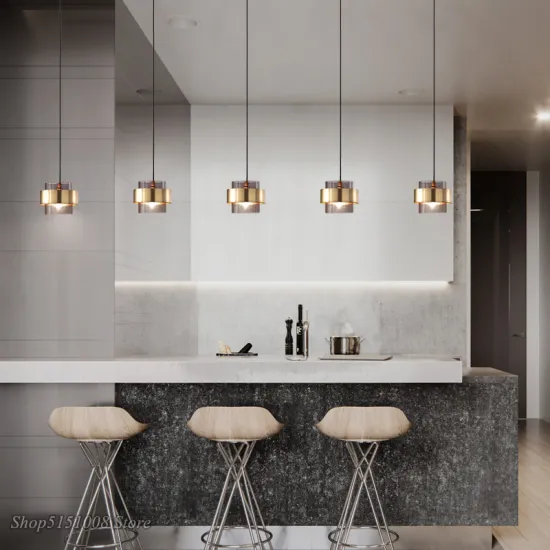 Smoky Grey Luxury Kitchen Chandelier: A Stylish Glass Shade Pendant Lamp