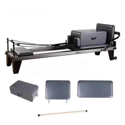 Aluminum Alloy Pilates Reformer with Body Building Black Frame and Balanced Core