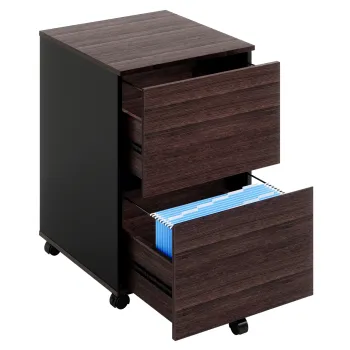 BESTIER Wooden Storage Cabinet with Plastic Casters: A Two-Tier Filing Solution for Your Computer Desk