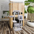 Large Cat Condo Tree Tower 4-Level Eco-Friendly Wooden Indoor/Outdoor Cat Tree Scratching Posts Climbing Platforms Sleeping
