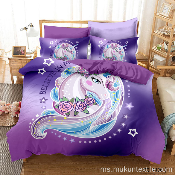 3D Digital Bedsheet Cetak Duvet Cover Bedding Set