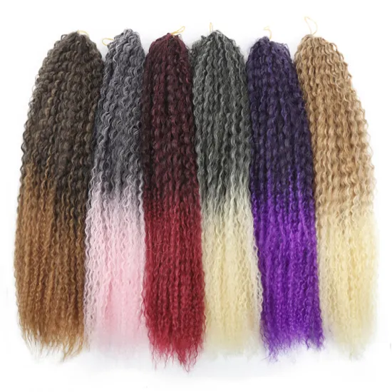 Synthetic Crochet Hair Afro Yaki Kinky Curls Soft Ombre Blonde Crochet Braiding Hair afro curls jumbo hair braid