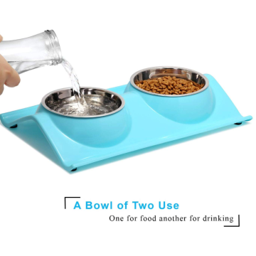 Διπλό από ανοξείδωτο χάλυβα Pet Bowls