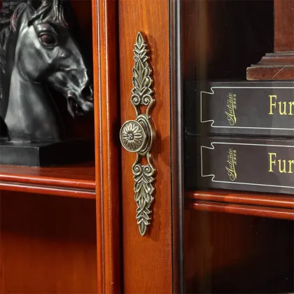 Antique bookcase furniture 4 doors hand carved bookcase for home use