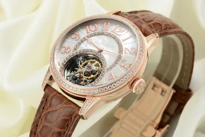 Custom Lady Tourbillon Watch Automatic Movement, Fashion Leather Strap Watch For Girls