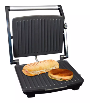 Professional High-Quality 4-Slice Panini Press Grill for Meat and Barbecue with Detachable Drip Tray