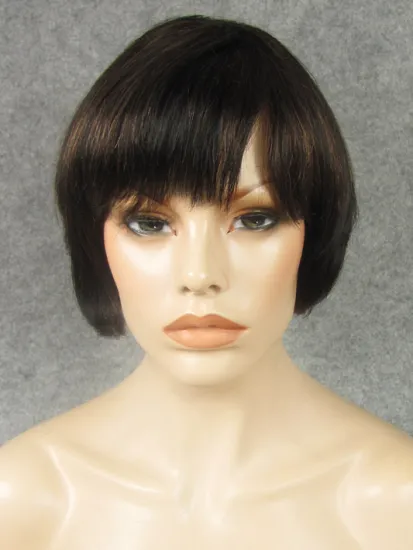 Black Highlight Chic Short Cheap 100% Human Hair Full Wig