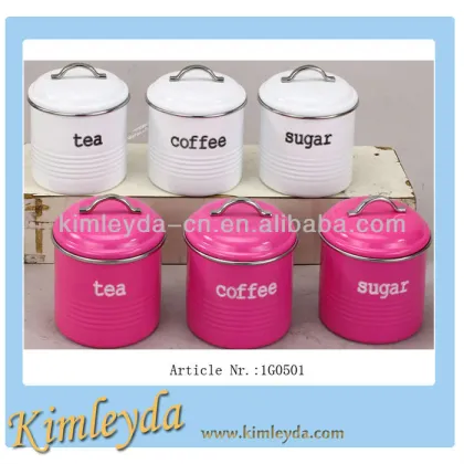 Tea Sugar Coffee Canisters with Rim