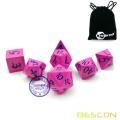 Bescon+New+Style+Solid+Metal+Dice+Set+Deep+Pink+w%2FBlack+Numbers%2C+Metallic+RPG+Miniature+Polyhedral+dice+set