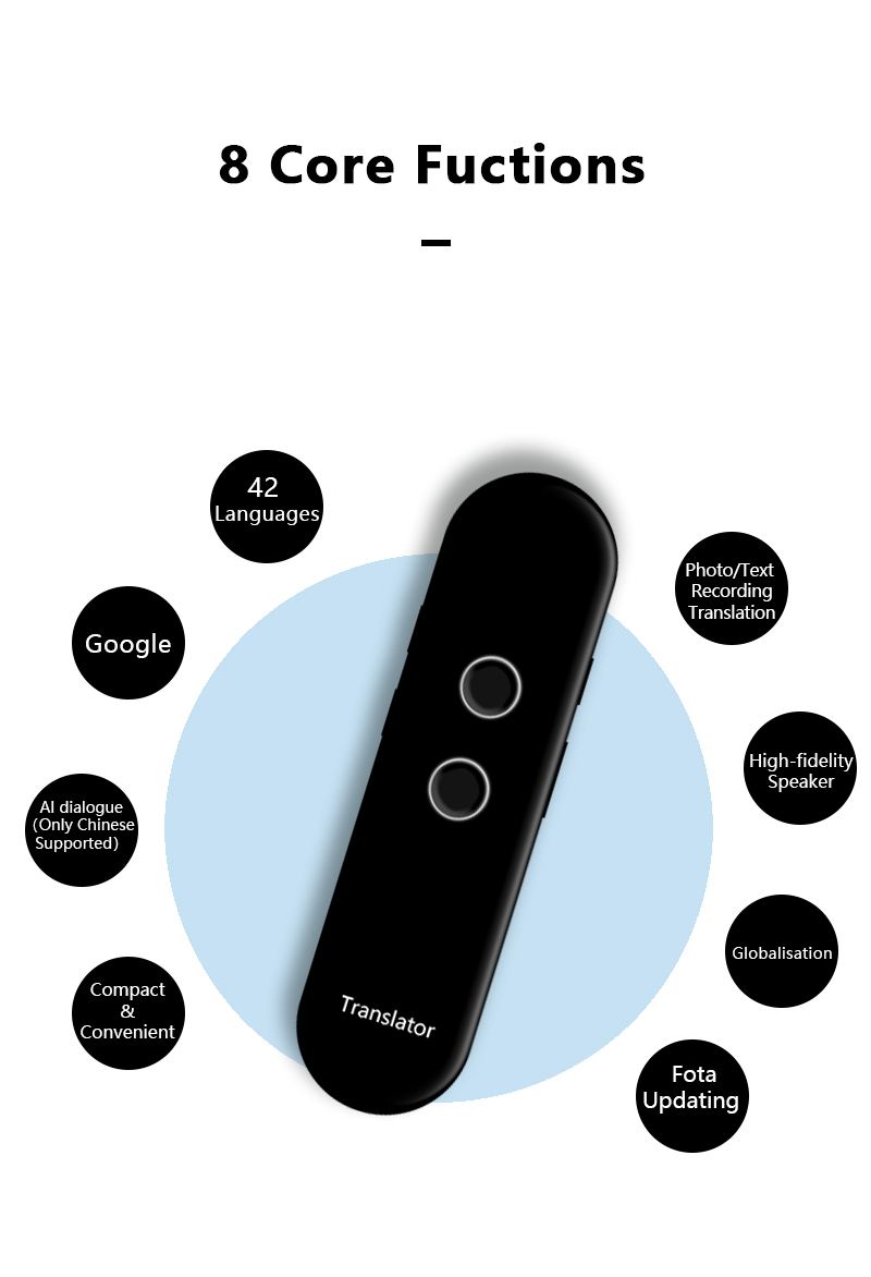 new Portable Mini Wireless Smart Translator 40 Languages Two-Way Real Time Instant Voice Translator APP Bluetooth Multi-Language