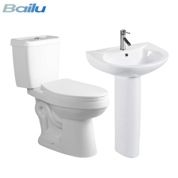 Modern Design Floor-Mounted Two-Piece Toilet and Sink Set for Hotels