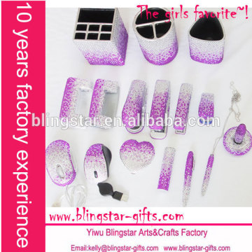purple crystal cute stationery set