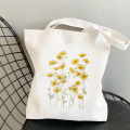 Flowers Cotton Canvas Tote Bag With Zipper