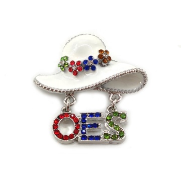 Metal Enamel Colorful Pearl OES Lapel Pins, Hat Shape Accessories Brooches