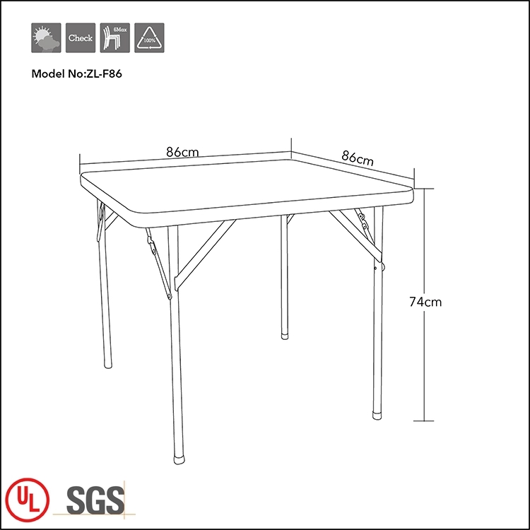 Folding Plastic Square Table 86cm White