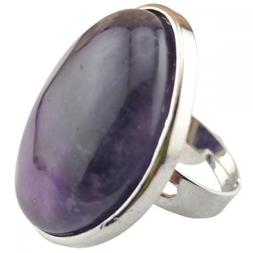 Gemstone Oval Shape Ring Natural Stone Crystal Irregular 25x30MM Quartz Stackable Fashion Ring Handmade Vintage Charm Rings