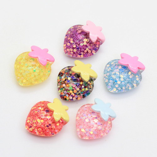 New Mix Colors Crown Heart Apple Cherry Strawberry Glitter Resin Flatback Cabochon DIY Phone / Craft Decoration
