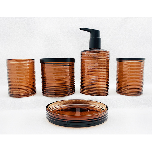 Caramel color bath set glass bottle