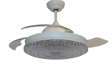 3 Blades Retractable Ceiling Fan and Crystal Lampshade