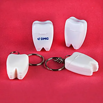 12 yards mini dental floss holder tooth shape with key chain