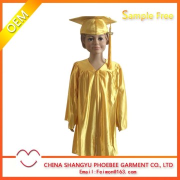 Hot High school Child Shiny Graduation cap and gown