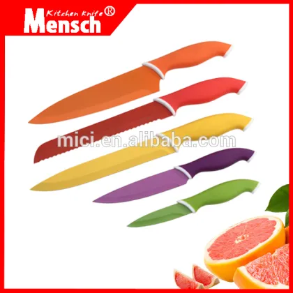 5pcs Colorful handle non-stick coating chef knife