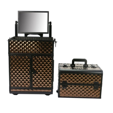 2In1 Beauty Rolling Aluminum Nail Makeup Case With Wheels