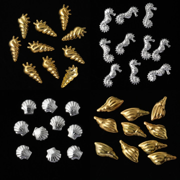 500pcs/Bag Ocean Seashell Starfish 3D Nail Art Charms - DIY Manicure Metallic Studs