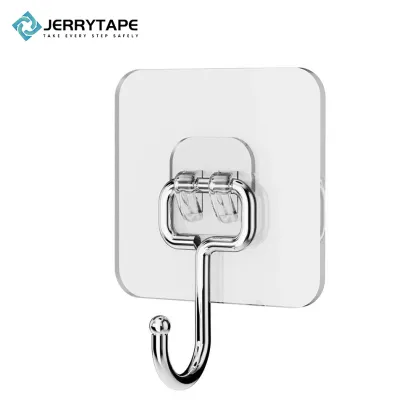 Transparent Self-Adhesive Hooks for Wall Storage