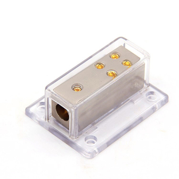 Car Audio Power Distribution Block - 0/2/4 AWG Input, 4/8/10 AWG Output