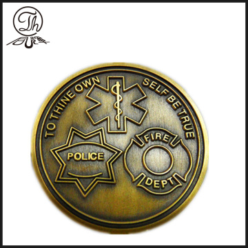 Antique custom fire engraved challenge coins