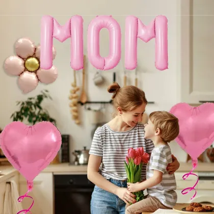 Pink daisy Mother's Day aluminum foil balloons