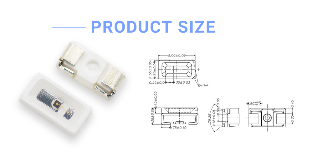 Size of 3015FIRC-81L14I100 Side View LED IR 810nm Emitter