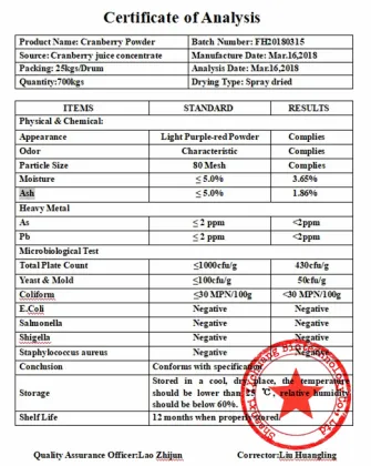 100% Natural Quality Cranberry Extract Powder