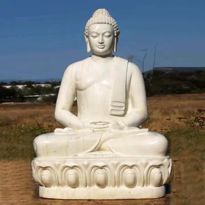 Best quality giant white marble amitabha buddha statues with lotus pedestal