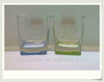 Four corner colorful drinking glass