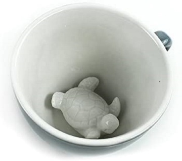 Turtle Ceramic Cup with Hidden Sea Animal, 11 Ounce 3D Mug - Perfect Holiday and Birthday Gift for Coffee and Tea Lovers