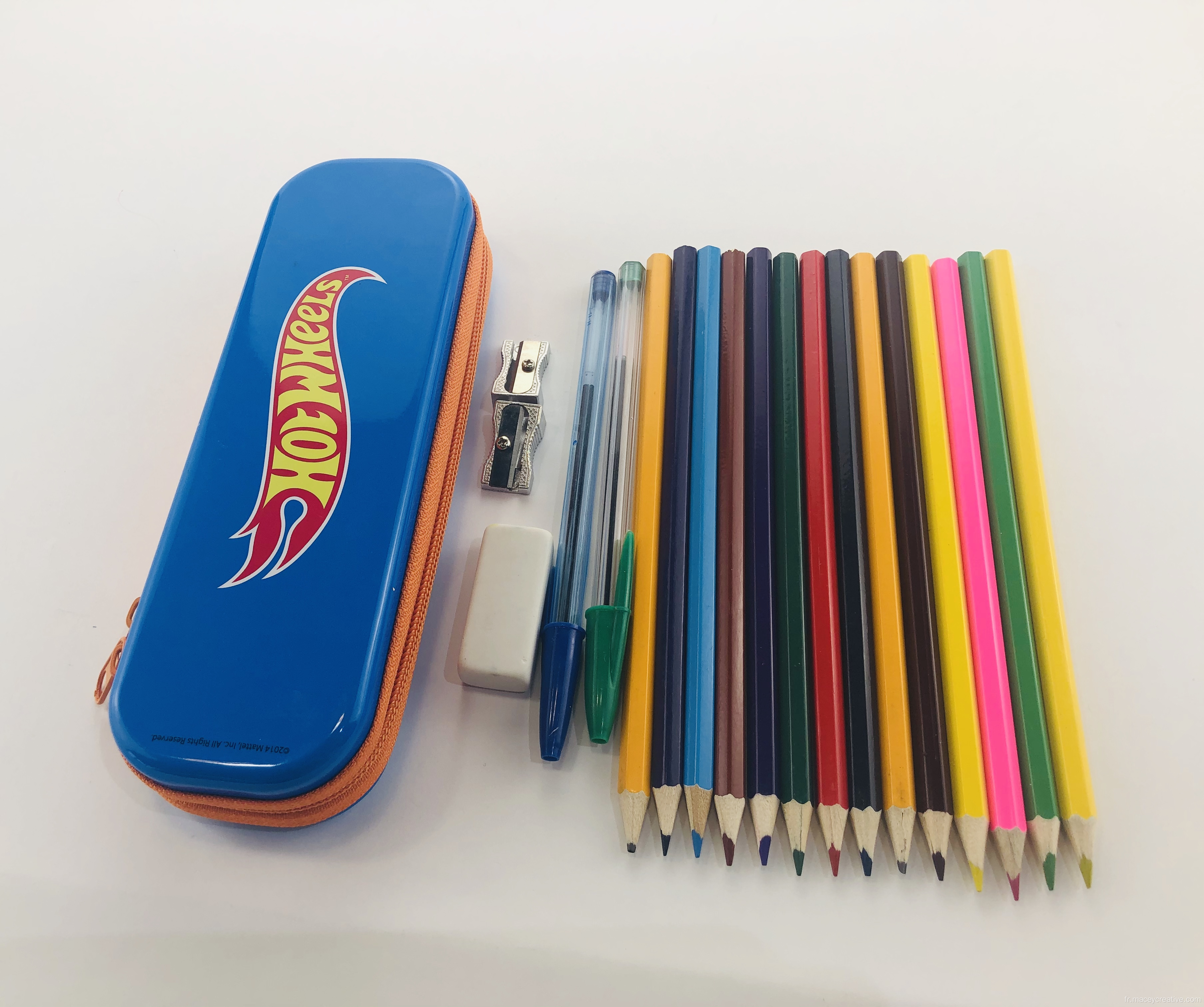 Étui à crayon à grande capacité à zipper en métal en métal