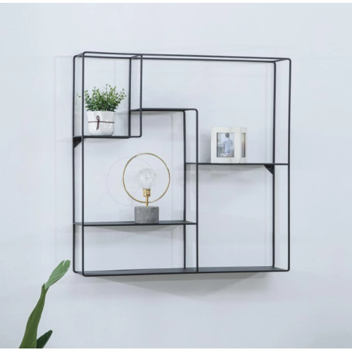 Black wall mounted metal shelf