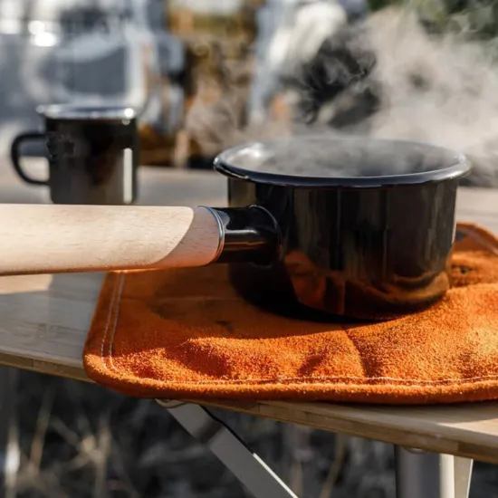 Food Grade Metal Saucepan with Enamel Coating and Wooden Handle Deep Sauce Pan Big enough for Induction Cooker Use