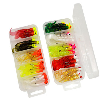 20pcs/Box Bass Pike Fishing Jig Heads Hooks 3.5g Saltwater Soft Bait Kit