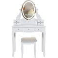 7 Drawers Padded Cushioned Stool LED Vanity Table