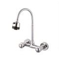 Wall Mounted Kitchen Faucets SS Dual Hole 360 swivel kitchen Cold and Hot Mixer Tap with universal head