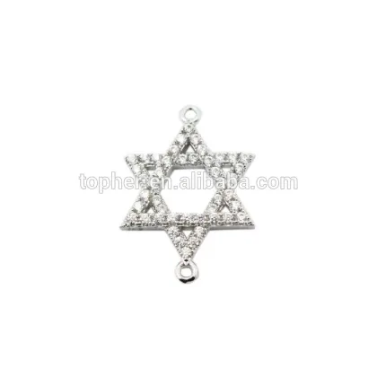 Cheap wholesale 925 silver CZ star of david charm